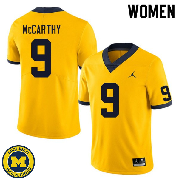 Women's Michigan Wolverines #9 J.J. McCarthy Yellow High School Jersey